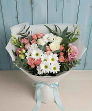 Букет цветов из:  Розы, Лизиантусы и Хризантемы в Хрипань