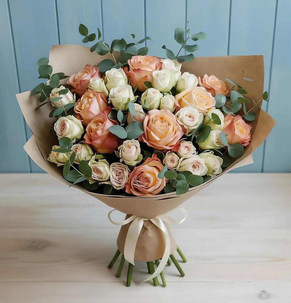 Букет цветов из: Альстромерии и Розы в Хрипань