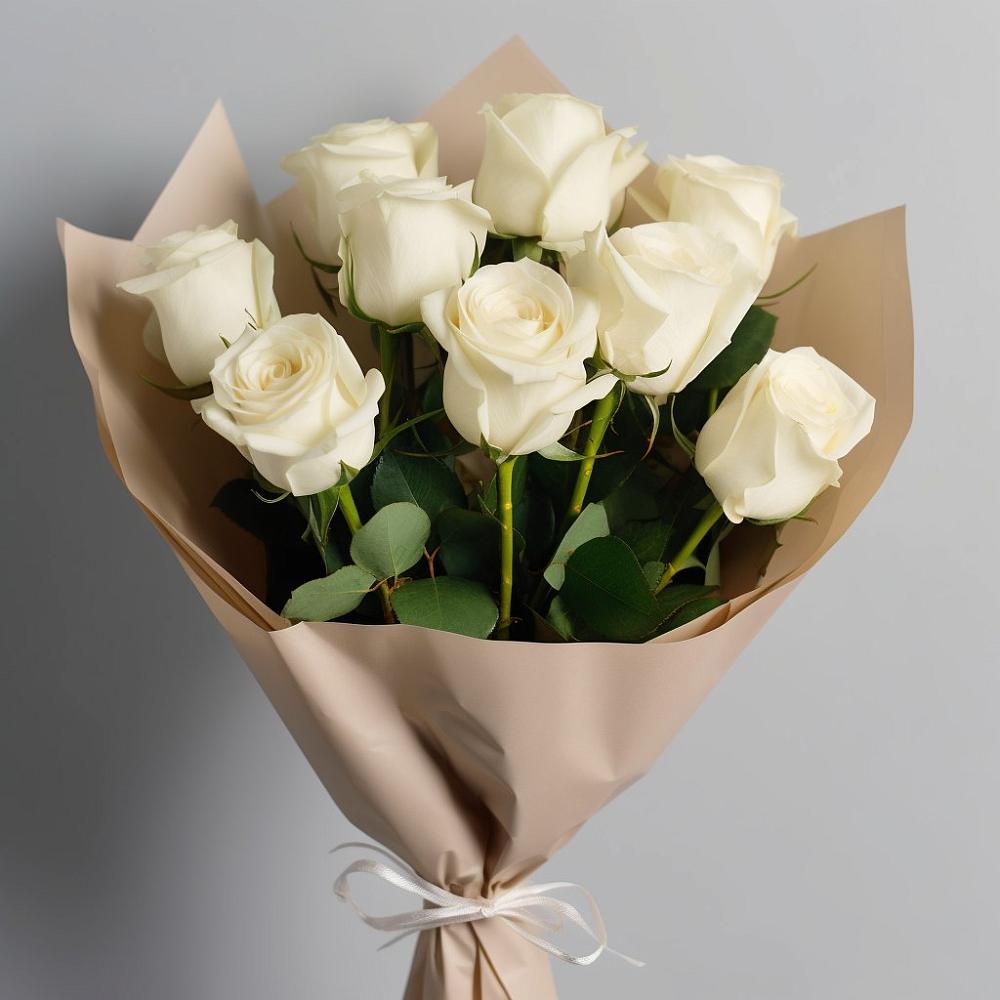 Букет 9 Белых роз Эдлесс Лав в Хрипань