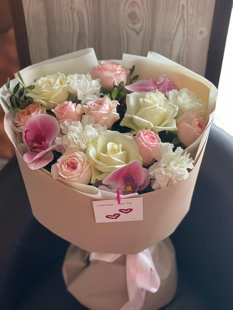 Букет цветов из: Орхидеи, Розы и Гвоздики в Хрипань