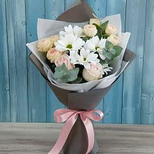 Букет цветов из:  Хризантемы и Розы в Хрипань