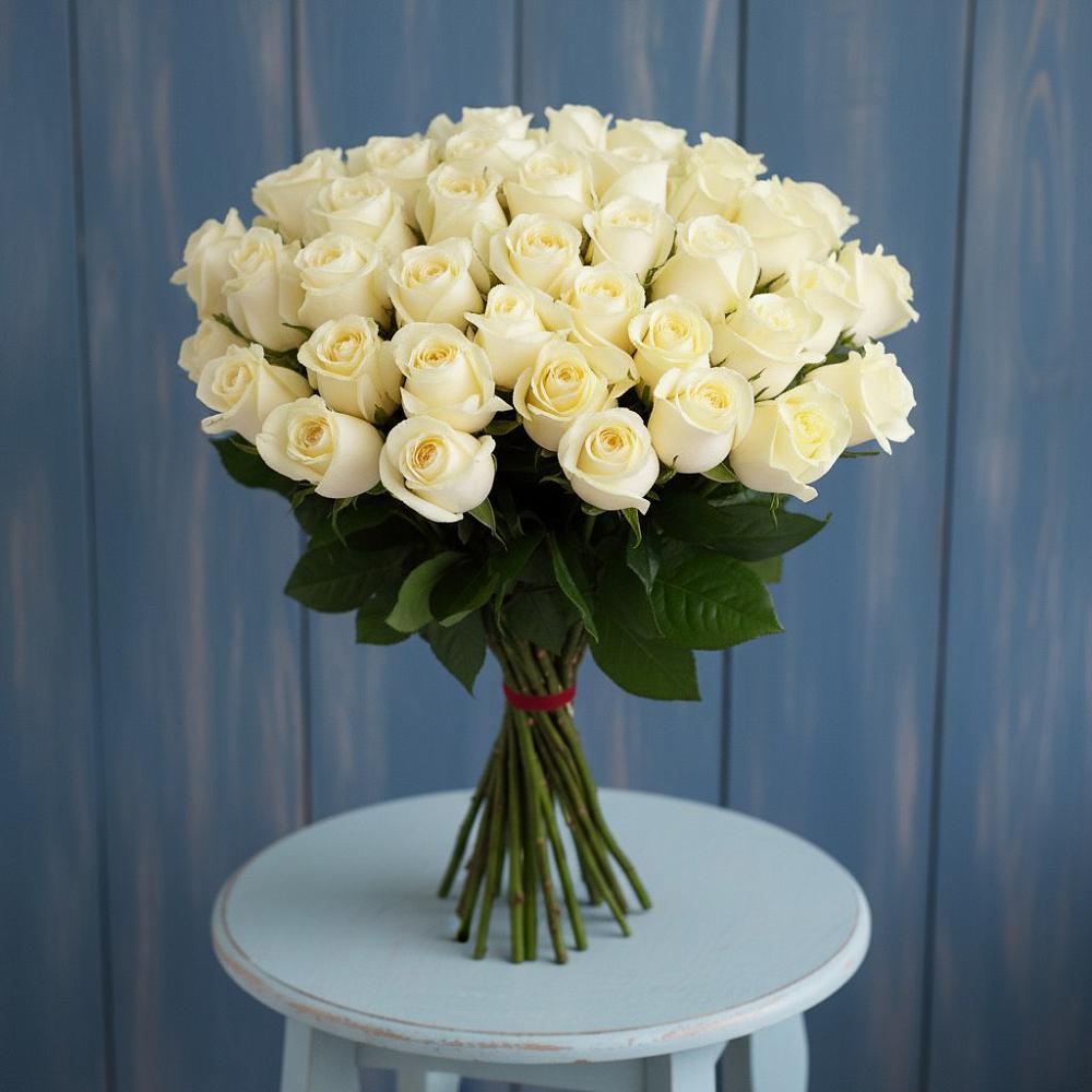 Букет 51 Белая роза Эдлесс Лав в Хрипань
