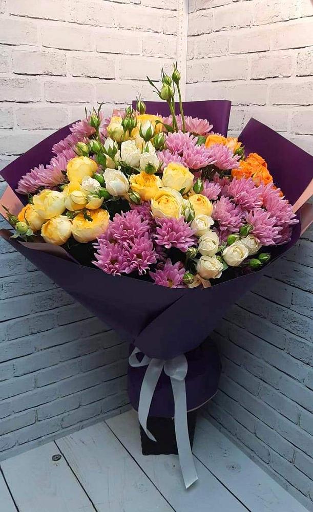 Букет цветов из: Хризантемы и Розы в Хрипань