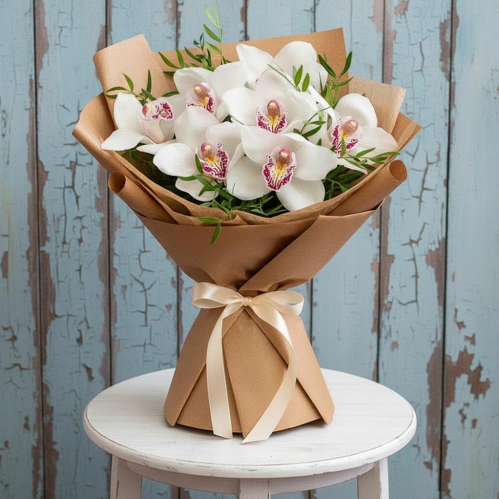 Букет цветов из: Орхидеи и Розы в Хрипань