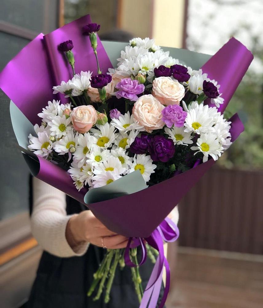 Букет цветов из: Хризантемы, Гвоздики и Розы в Хрипань