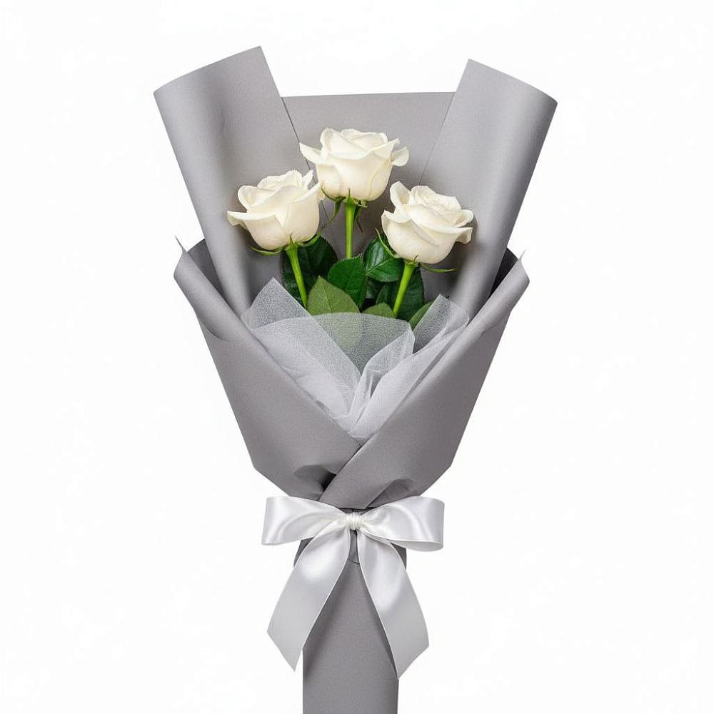 Букет 3 белые розы в Хрипань
