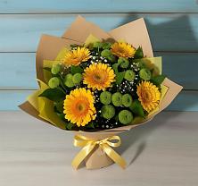 Букет цветов из:  Герберы и Хризантемы в Хрипань