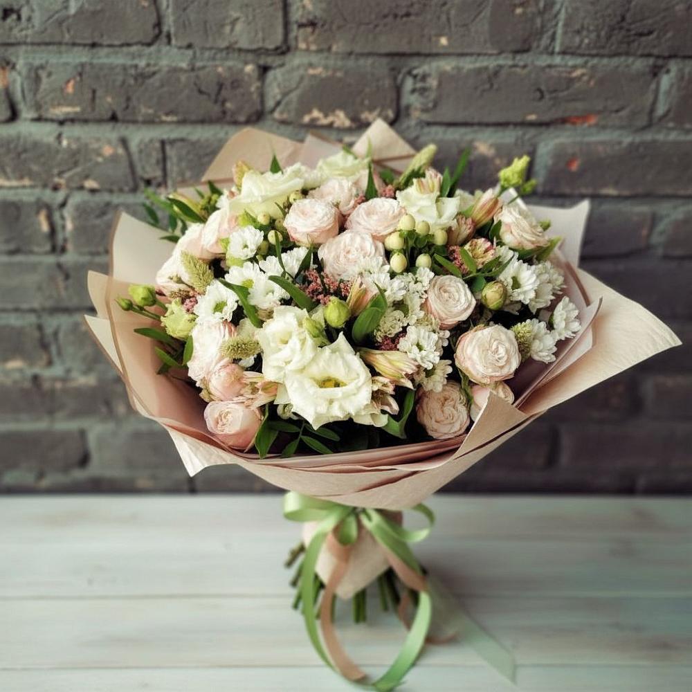 Букет цветов из: Альстромерии, Розы и Хризантемы в Хрипань
