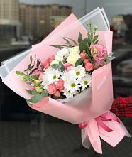 Букет цветов из:  Розы, Лизиантусы и Хризантемы в Хрипань