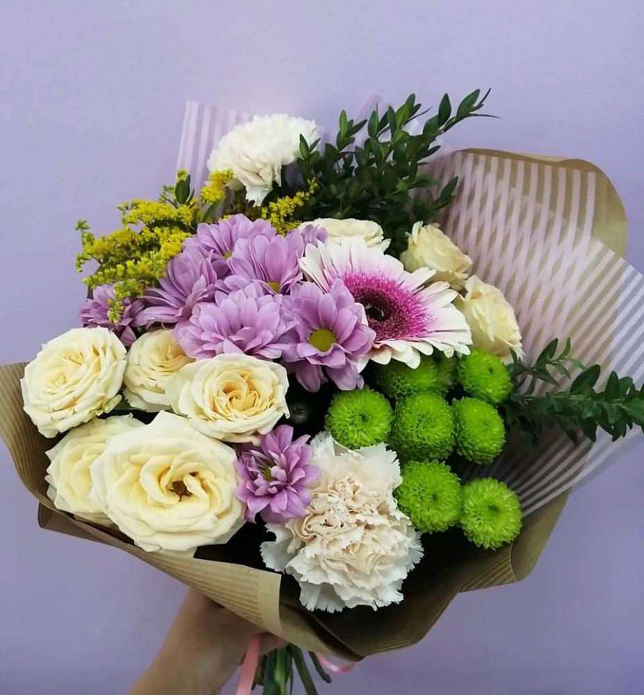 Букет цветов из: Хризантемы, Розы, Гвоздики и Герберы в Хрипань