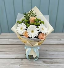 Букет цветов из:  Герберы, Розы и Хризантемы в Хрипань