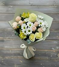 Букет цветов из:  Альстромерии, Розы и Хризантемы в Хрипань