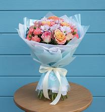 Букет цветов из:  Хризантемы и Розы в Хрипань