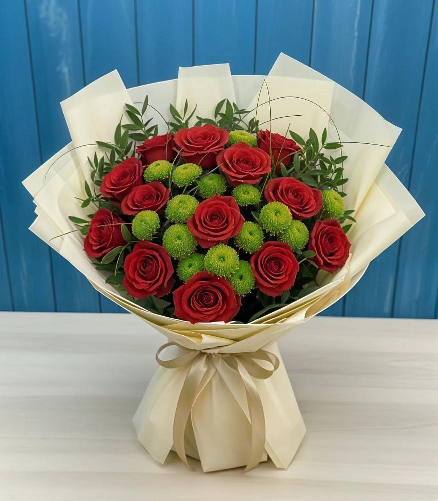 Букет цветов из: Розы и Хризантемы в Хрипань